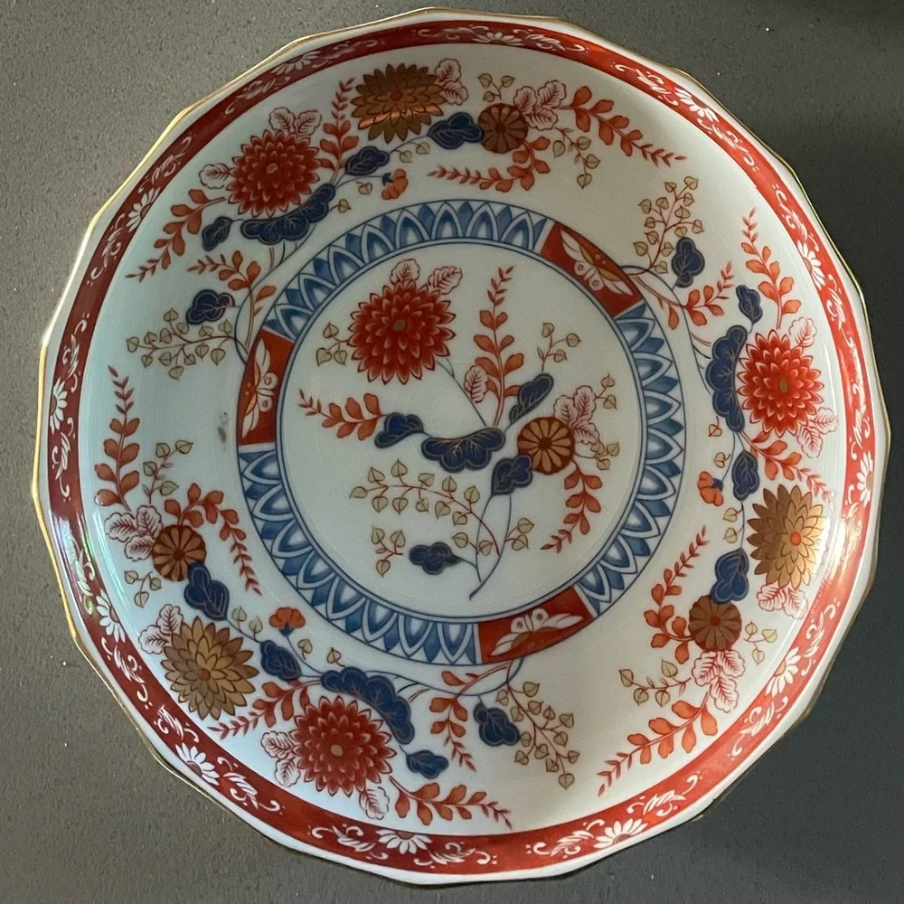 (2) Imari Made in Japan Floral Bowl Desert Fruit 7” Porcelain Vintage China